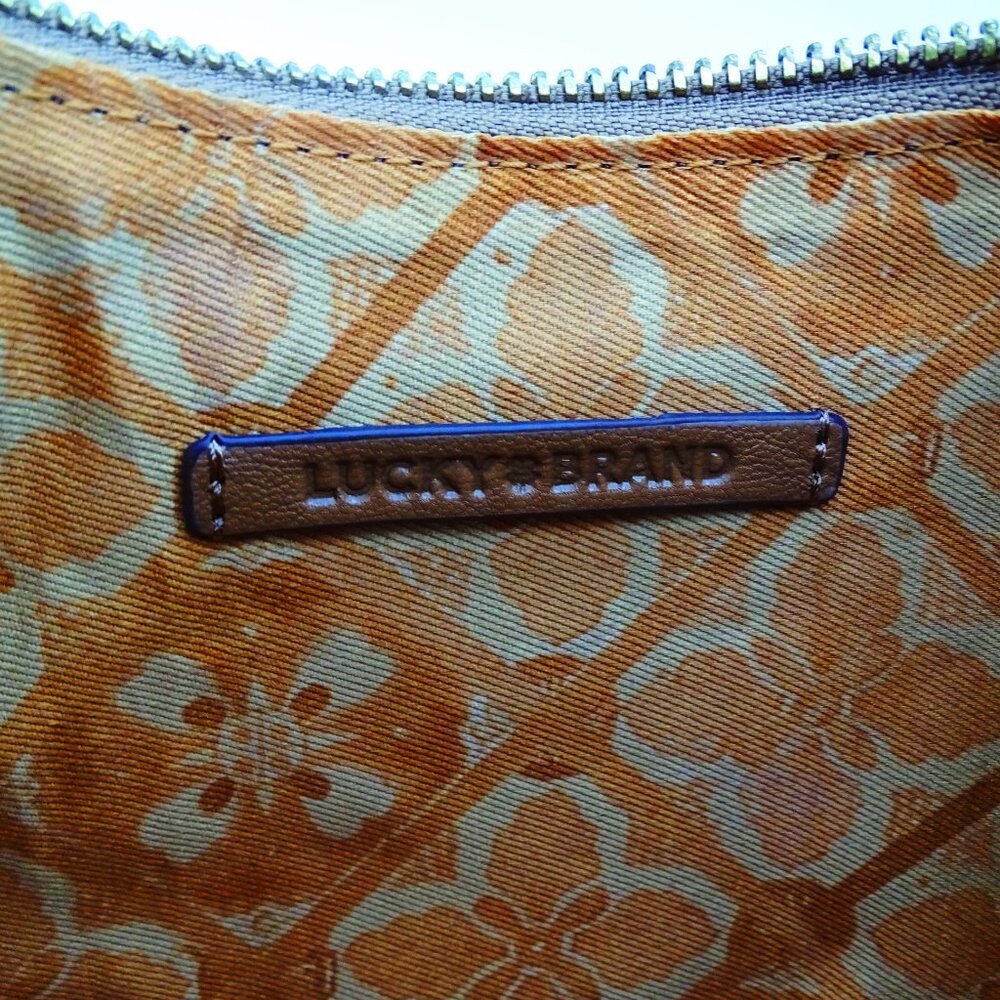 LUCKY BRAND Genuine Honey Tan Color Leather Shouler Bag - Picture 10 of 11